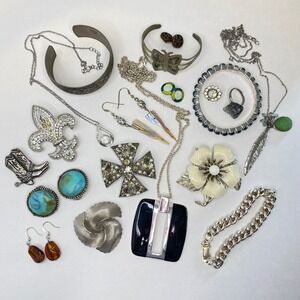 Vintage Costume Jewelry Lot Craft Enamel Flower Rhinestone Brooch Sarah Coventry